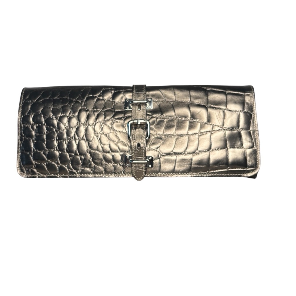 CLAUDIA FIRENZE Bronze Leather Clutch genuine leather Made in ITALY